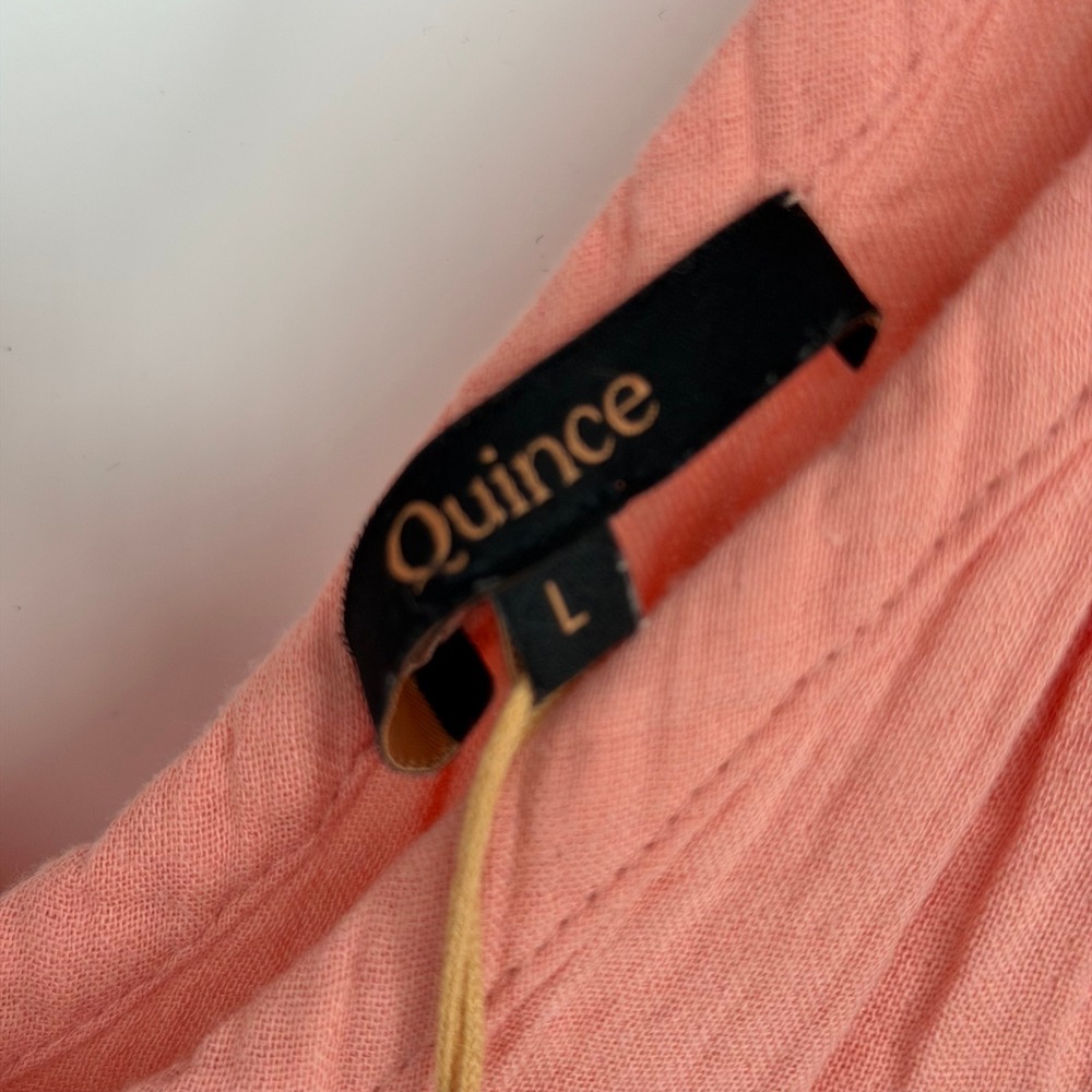 Quince 100% Organic Cotton Gauze Maxi Dress Women Large Coral Blush Feminine NEW - Picture 5 of 9